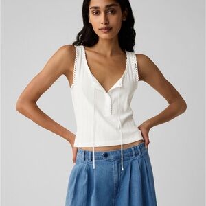 Gap x Doen white Cropped Tank with Bow Size L NWT